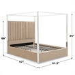 Jeffrey Canopy Velvet Upholstered King Bed Frame In Camel