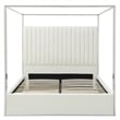 Jeffrey Canopy Velvet Upholstered King Bed Frame In Cream