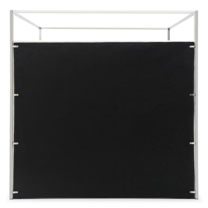 Jeffrey Canopy Velvet Upholstered King Bed Frame In Cream
