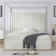 Jeffrey Canopy Velvet Upholstered King Bed Frame In Cream
