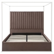 Jeffrey Canopy Velvet Upholstered King Bed Frame In Dark Brown