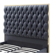 Rollie Vegan Leather Upholstered Queen Bed Frame In Black