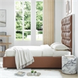 Rollie Vegan Leather Upholstered Queen Bed Frame In Black