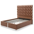 Rollie Vegan Leather Upholstered Queen Bed Frame In Black