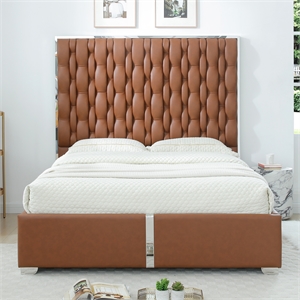 Rollie Vegan Leather Upholstered Queen Bed Frame In Black