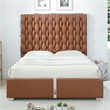 Rollie Vegan Leather Upholstered Queen Bed Frame In Black