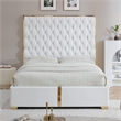 Rollie Vegan Leather Upholstered Queen Bed Frame In Cream