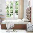Rollie Vegan Leather Upholstered King Bed Frame In Brown