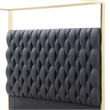 Rollie Canopy Vegan Leather Upholstered Queen Bed Frame In Black