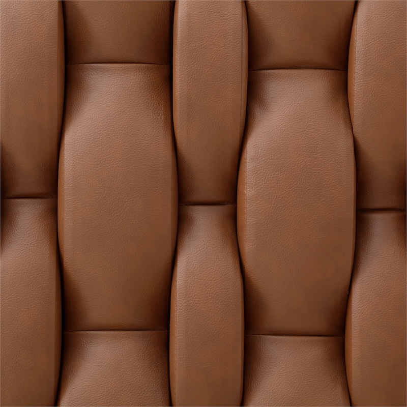 Rollie Canopy Vegan Leather Upholstered Queen Bed Frame In Brown