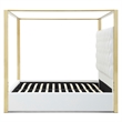 Rollie Canopy Vegan Leather Upholstered Queen Bed Frame In Cream
