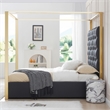 Rollie Canopy Vegan Leather Upholstered King Bed Frame In Black