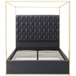 Rollie Canopy Vegan Leather Upholstered King Bed Frame In Black