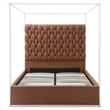 Rollie Canopy Vegan Leather Upholstered King Bed Frame In Brown