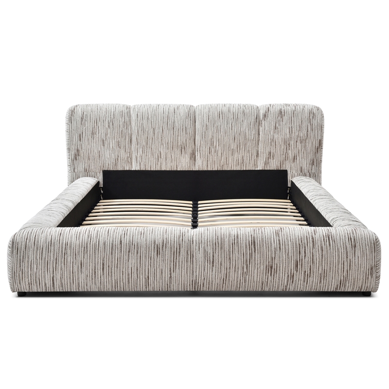 Sienna Upholstered Platform Queen Bed Low Profile with Padded Headboard
