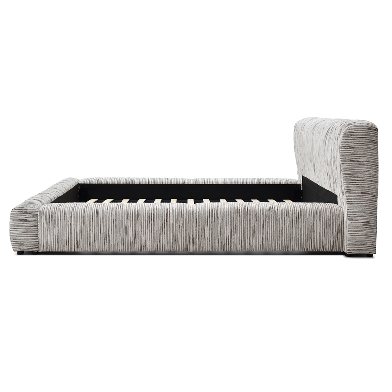 Sienna Upholstered Platform Queen Bed Low Profile with Padded Headboard