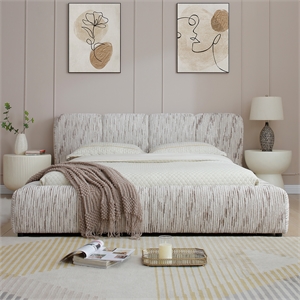Sienna Upholstered Platform Queen Bed Low Profile with Padded Headboard