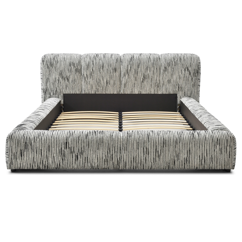 Sienna Upholstered Platform Queen Bed Low Profile with Padded Headboard