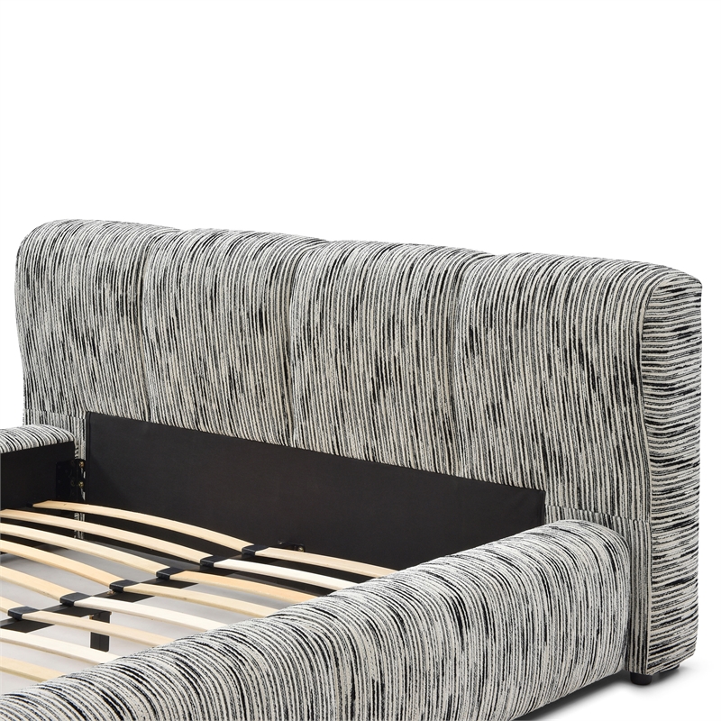Sienna Upholstered Platform Queen Bed Low Profile with Padded Headboard