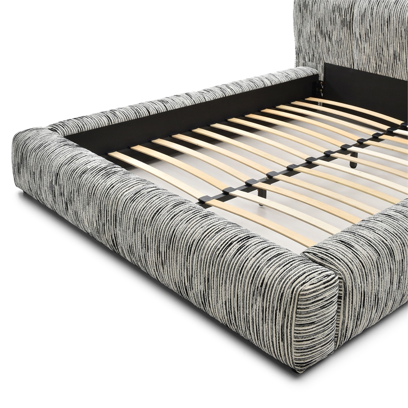 Sienna Upholstered Platform Queen Bed Low Profile with Padded Headboard