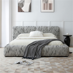 Sienna Upholstered Platform Queen Bed Low Profile with Padded Headboard