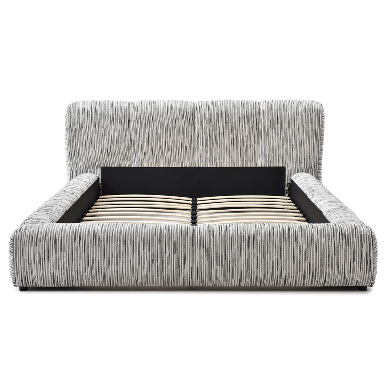 Sienna Upholstered Platform Queen Bed Low Profile with Padded Headboard