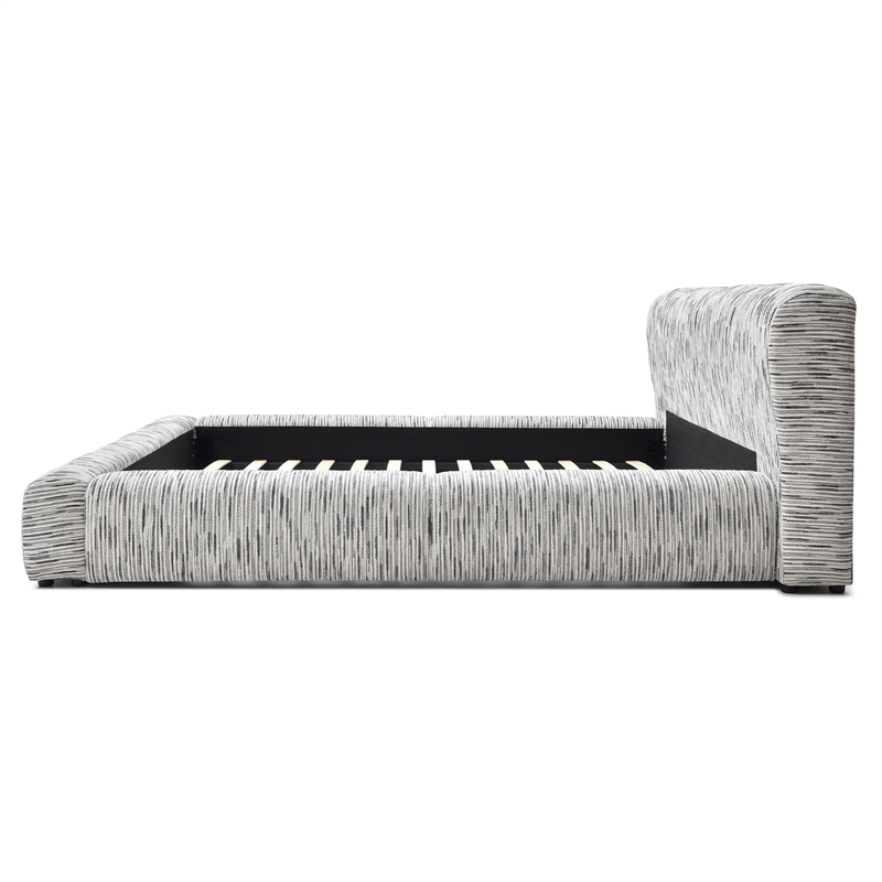 Sienna Upholstered Platform Queen Bed Low Profile with Padded Headboard