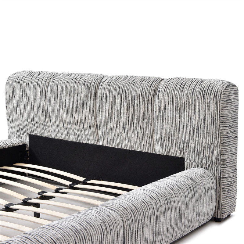 Sienna Upholstered Platform Queen Bed Low Profile with Padded Headboard