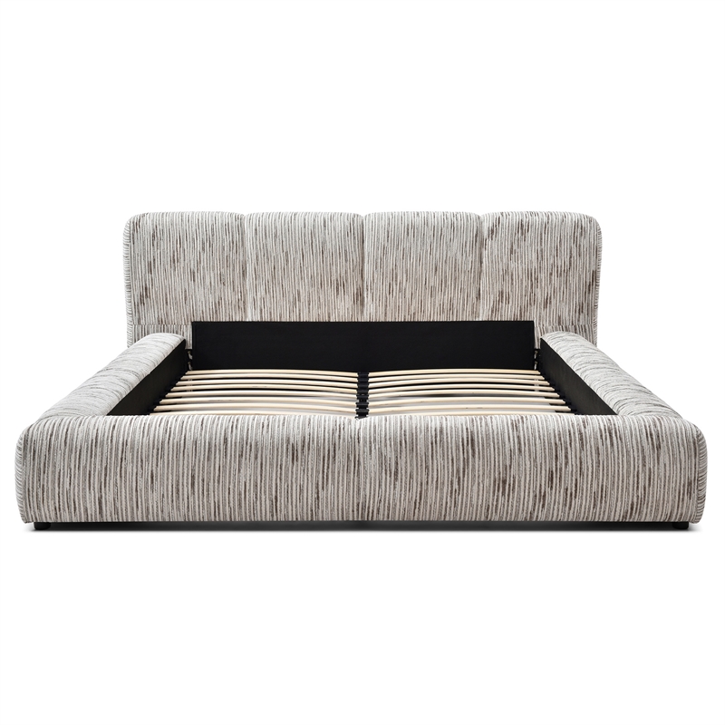 Sienna Upholstered Platform King Bed Low Profile with Padded Headboard