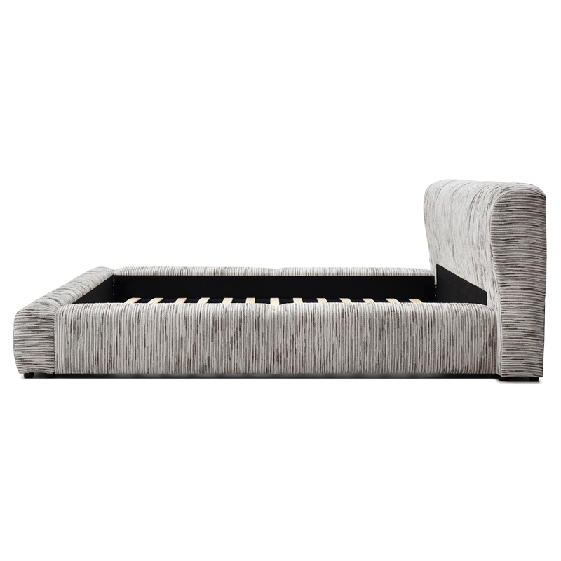 Sienna Upholstered Platform King Bed Low Profile with Padded Headboard