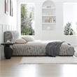 Sienna Upholstered Platform King Bed Low Profile with Padded Headboard