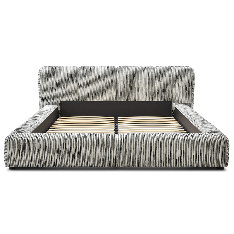 Sienna Upholstered Platform King Bed Low Profile with Padded Headboard
