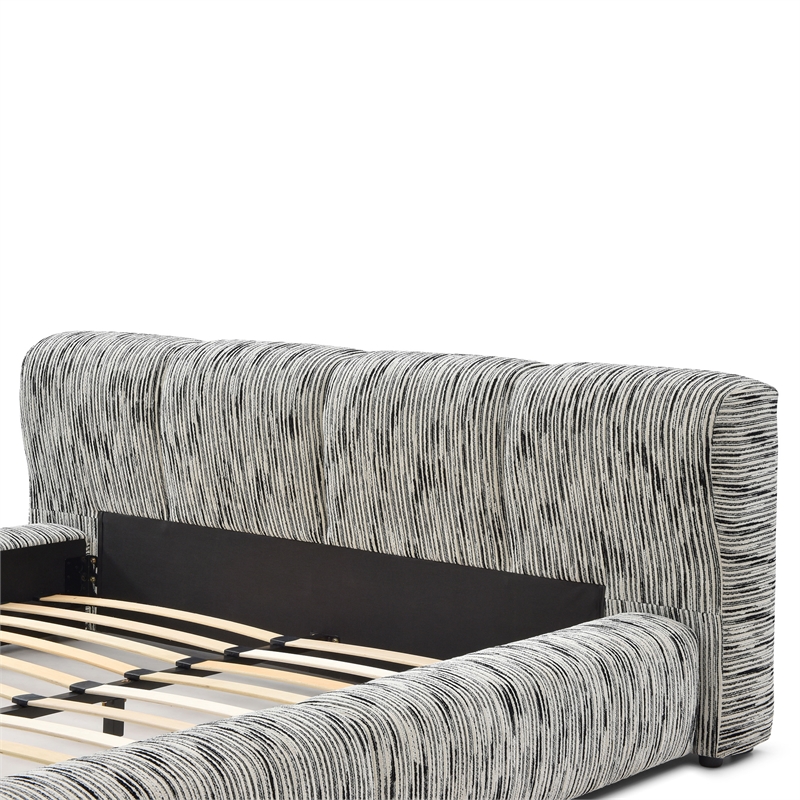 Sienna Upholstered Platform King Bed Low Profile with Padded Headboard