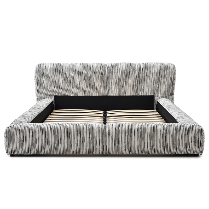 Sienna Upholstered Platform King Bed Low Profile with Padded Headboard