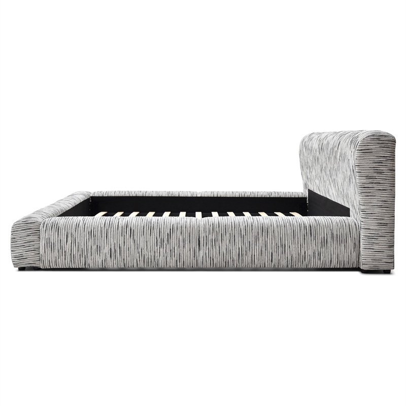 Sienna Upholstered Platform King Bed Low Profile with Padded Headboard