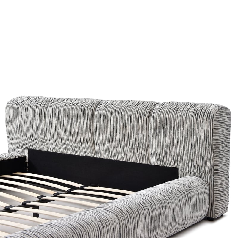 Sienna Upholstered Platform King Bed Low Profile with Padded Headboard