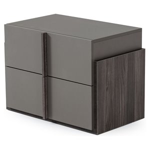modrest lucia 2-drawer self closing modern mdf wood nightstand in matte gray