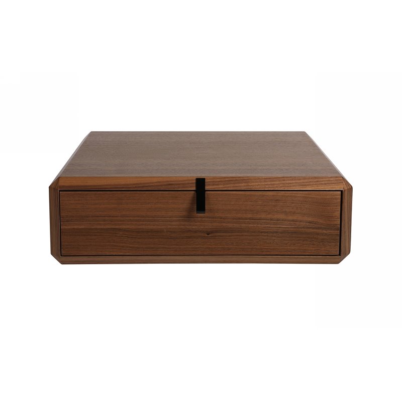 Modrest Maceo 1-Drawer Modern Wood & Metal Nightstand Drawer Box in Walnut