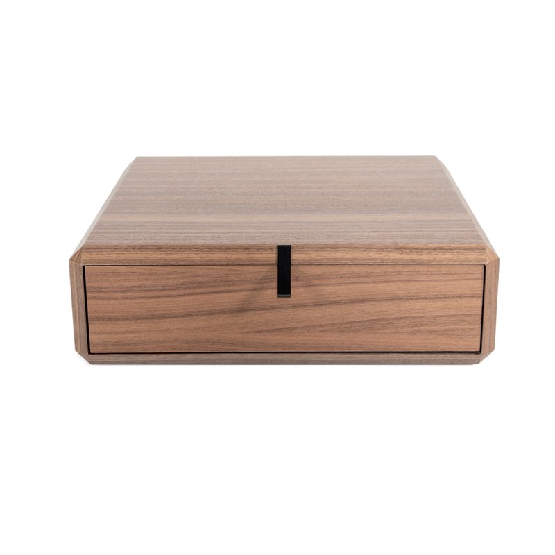Modrest Maceo 1-Drawer Modern Wood & Metal Nightstand Drawer Box in Walnut