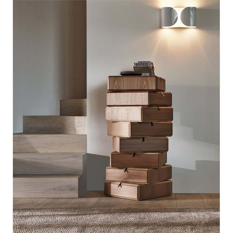 Modrest Maceo 1-Drawer Modern Wood & Metal Nightstand Drawer Box in Walnut