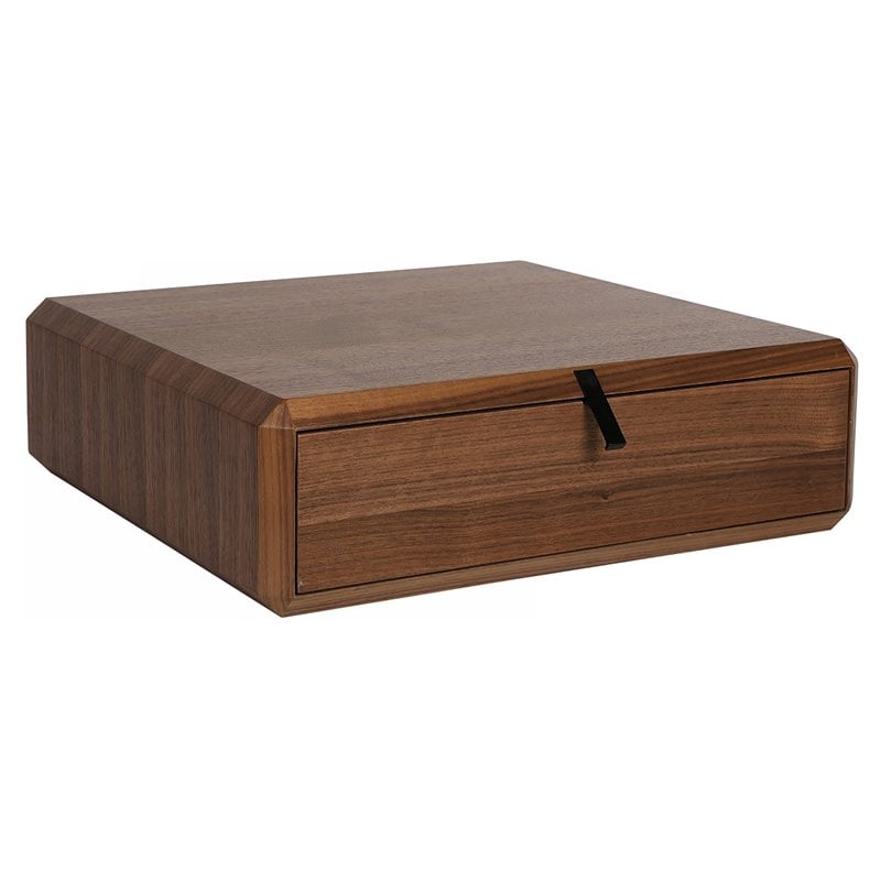 Modrest Maceo 1-Drawer Modern Wood & Metal Nightstand Drawer Box in Walnut