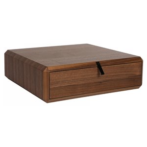 modrest maceo 1-drawer modern wood & metal nightstand drawer box in walnut