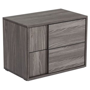 modrest asus 2-drawer self closing modern mdf wood nightstand in matte elm gray