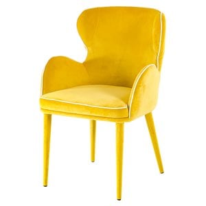 Modrest Tigard 19&quot Mid-Century Metal & Fabric Dining Chair in Yellow