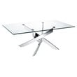 Modrest Pyrite Modern Metal and Glass Coffee Table in Silver/Clear