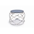 Modrest Tulare Contemporary Glass & Stainless Steel End Table in Silver
