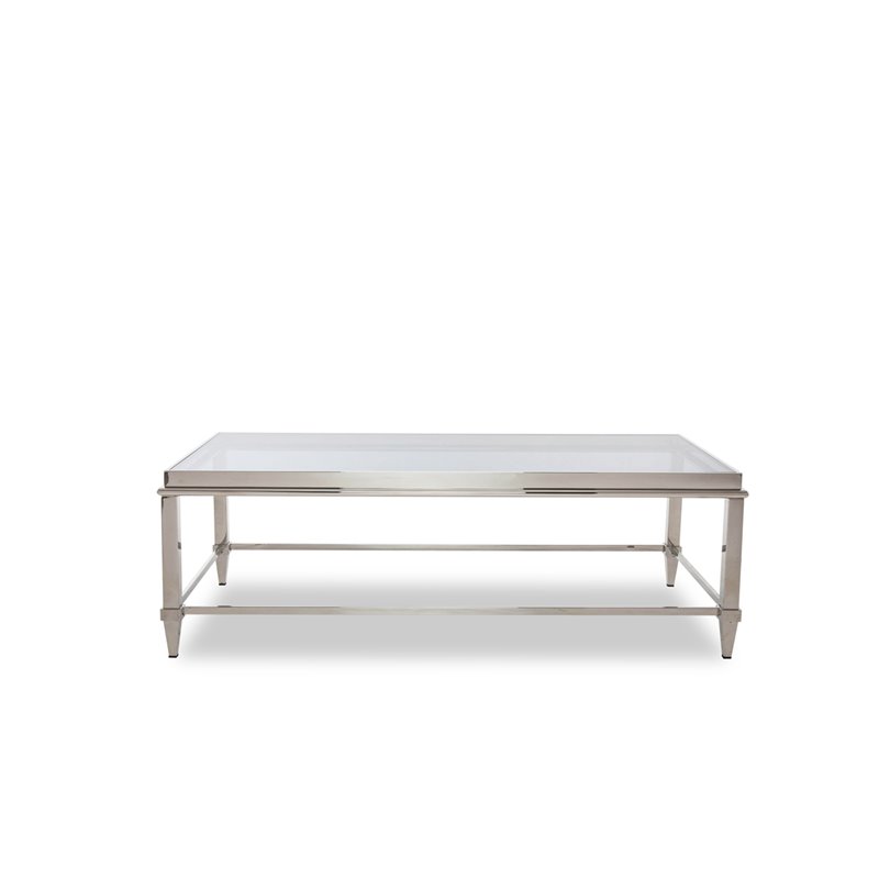 Modrest Agar Modern Stainless Steel & Glass Coffee Table in Silver