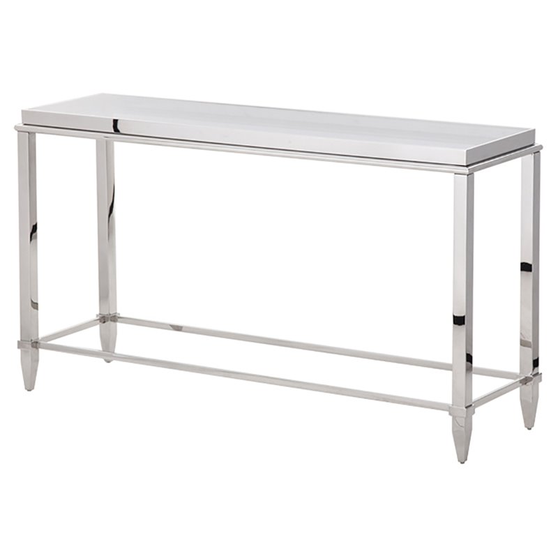 Modrest Agar Modern Stainless Steel & Glass Console Table in Silver