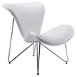 Modrest Decatur Mid-Century Chrome & Faux Leather Accent Chair in White