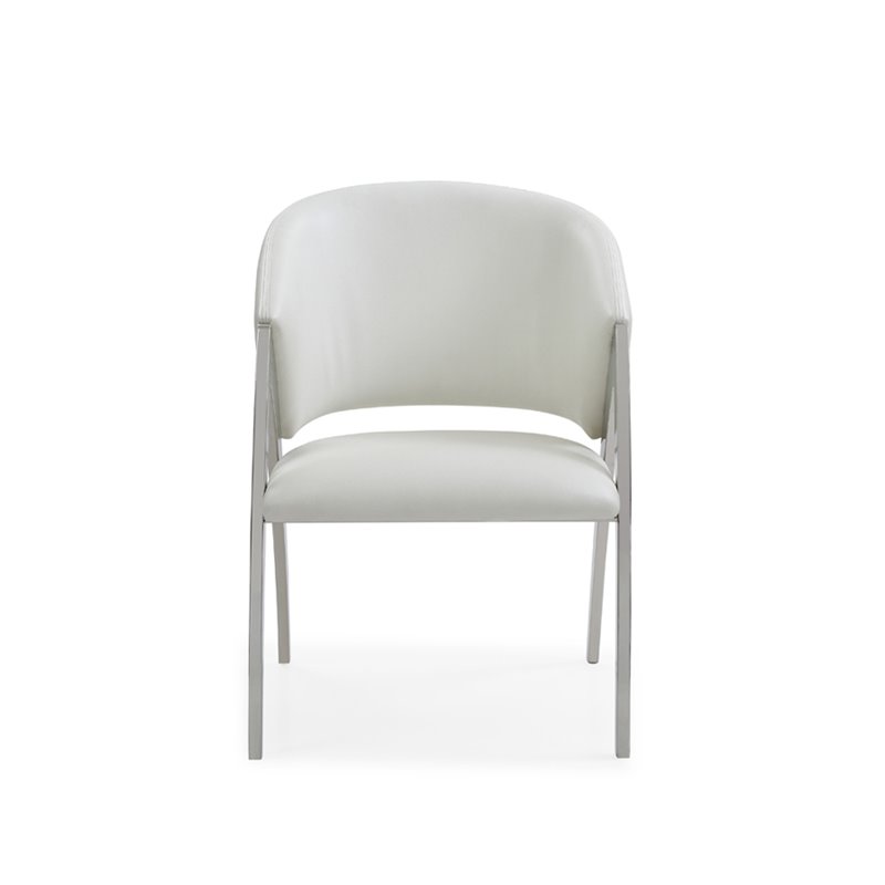 Modrest Rabia Modern Faux Leather Upholstered Accent Chair in White